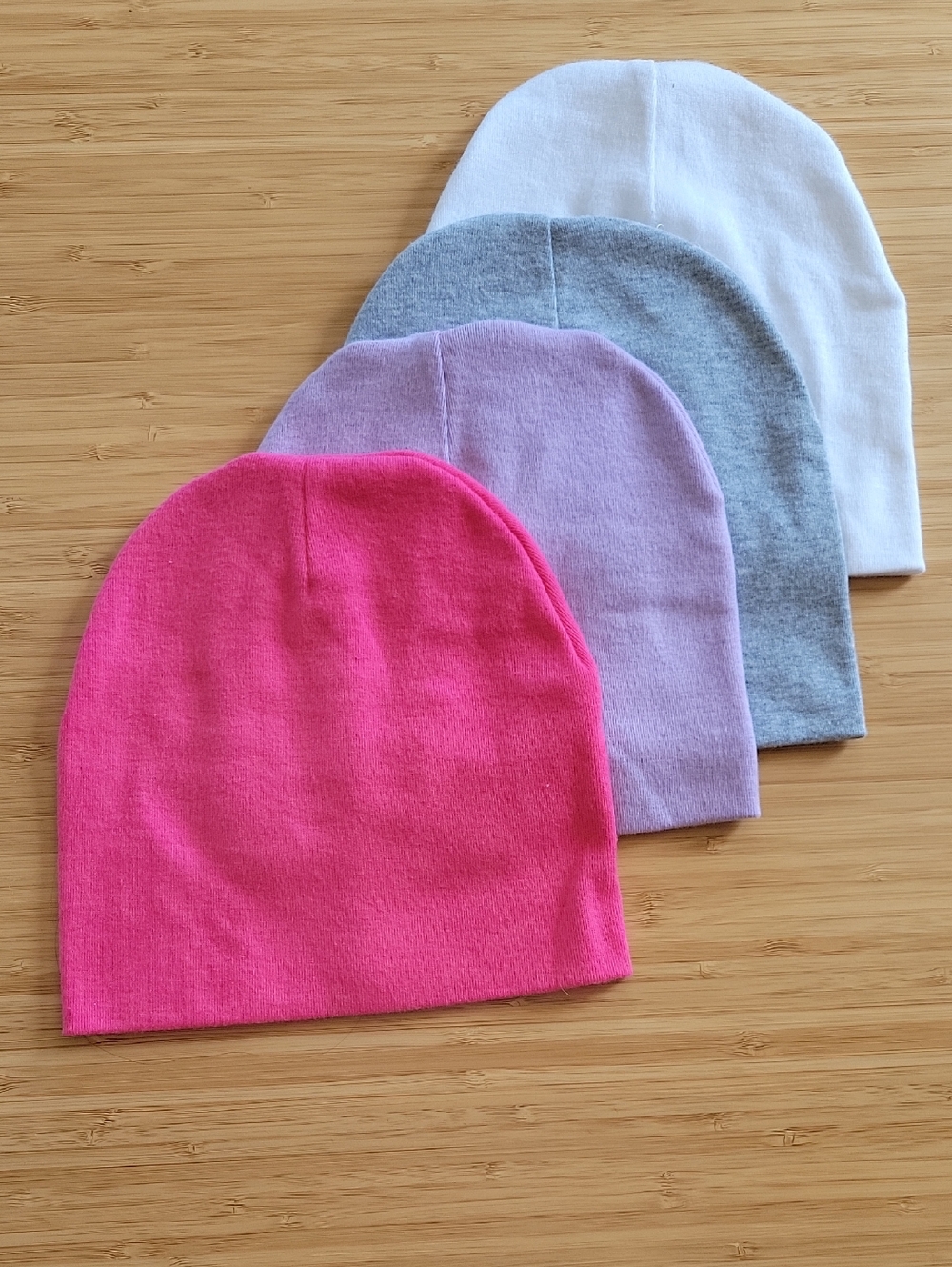 3/20$ Girl 3-4 Years Cotton Beanie Pack - Pink, Lavender, Gray, White